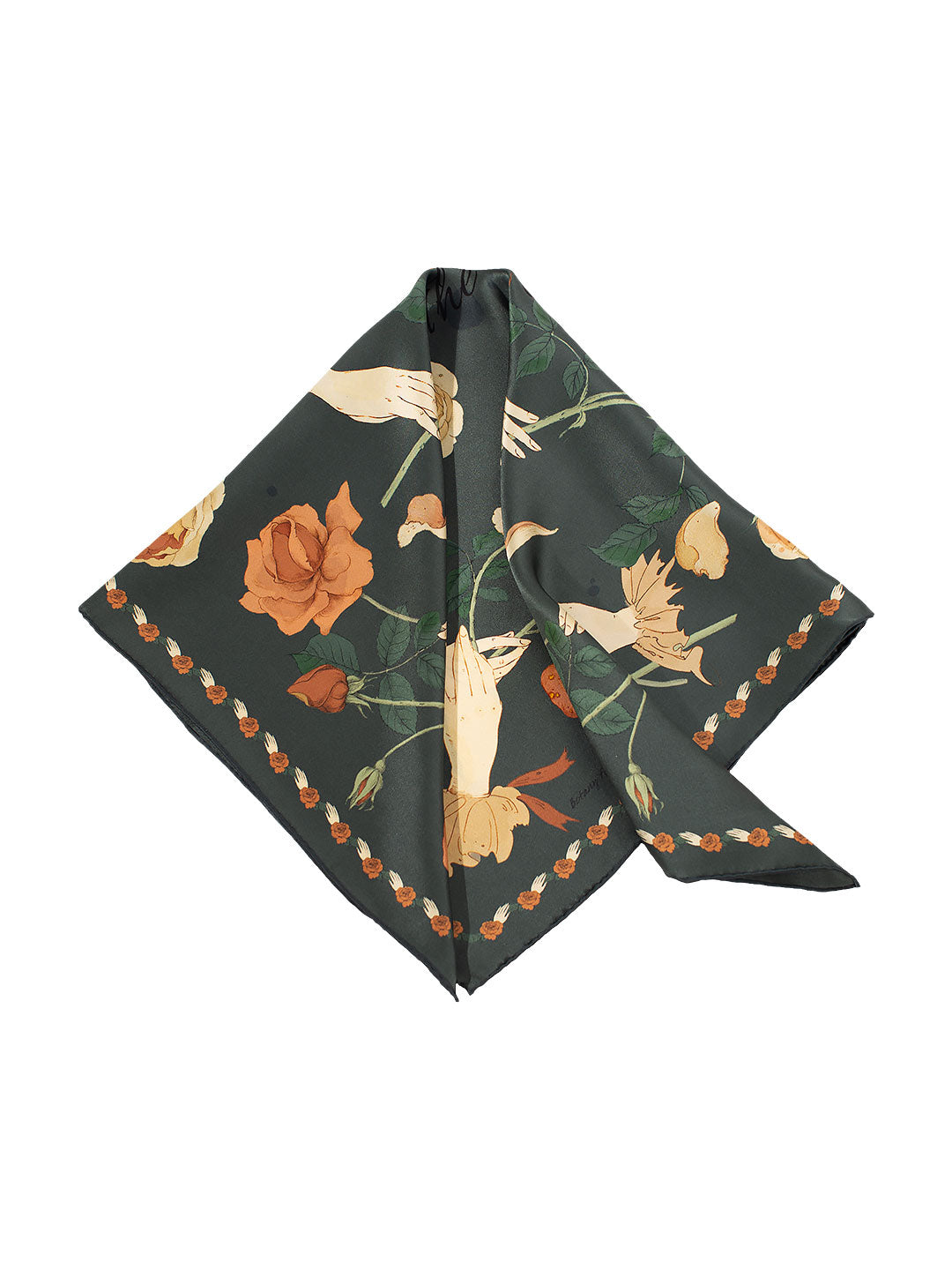 Chowxiaodou Rose Silk Satin Small Square Scarf 65*65